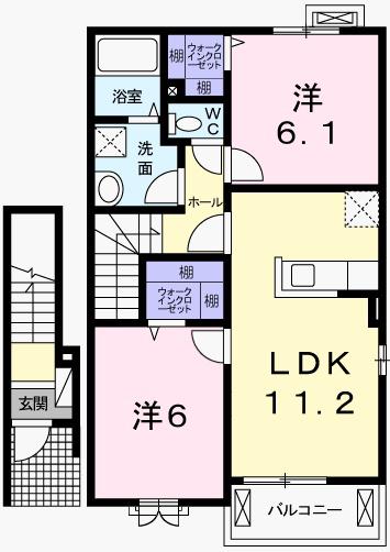 サンリット福崎II(2LDK/2階)の間取り写真