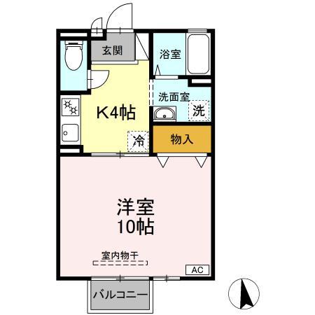 ウィルコート水道橋C(1K/2階)の間取り写真