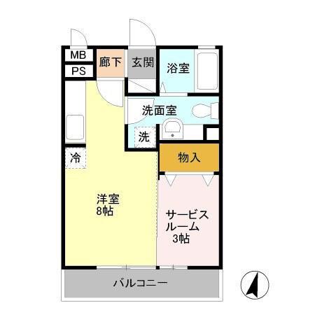 ルミエール(1LDK/1階)の間取り写真
