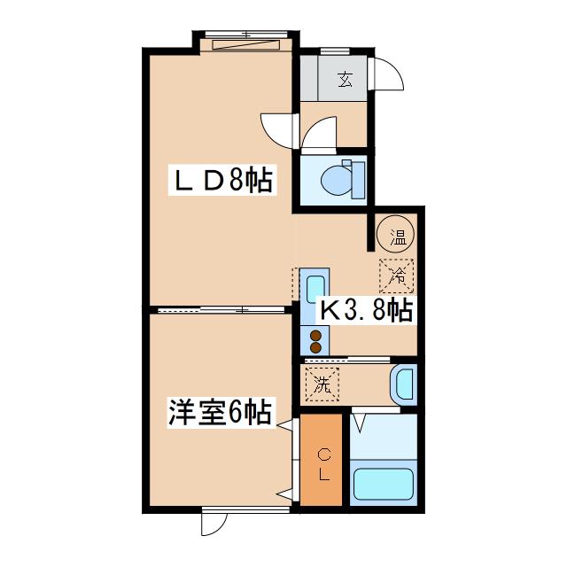 明日来II(1LDK/2階)の間取り写真