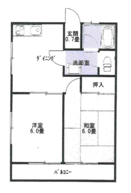 マンション中原(2DK/2階)の間取り写真