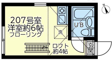 ユナイト日吉クイーン・マカダミア(ワンルーム/2階)の間取り写真