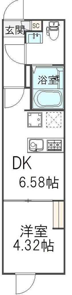 ヴランドール葛西(1DK/4階)の間取り写真