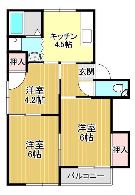 コーポ林(3K/2階)の間取り写真
