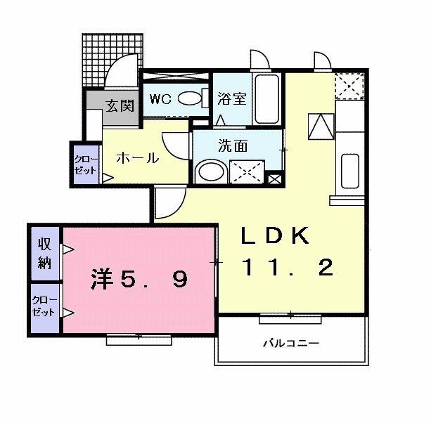 グレイスリリーA(1LDK/1階)の間取り写真