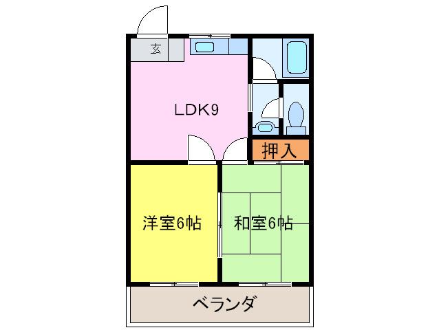 シャトルハイツ(2LDK/1階)の間取り写真