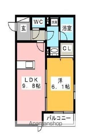 メゾンクレール伊都(1LDK/1階)の間取り写真