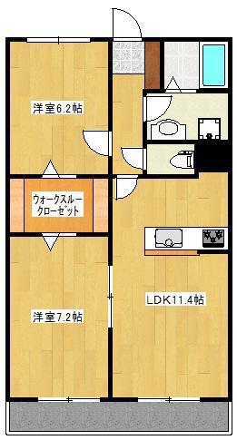 クロノス31田井島(2LDK/6階)の間取り写真