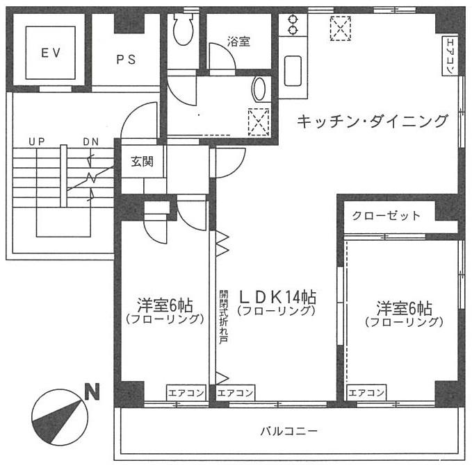 早佑ビル(2LDK/4階)の間取り写真