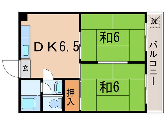 余合ハイツ(2DK/3階)の間取り写真