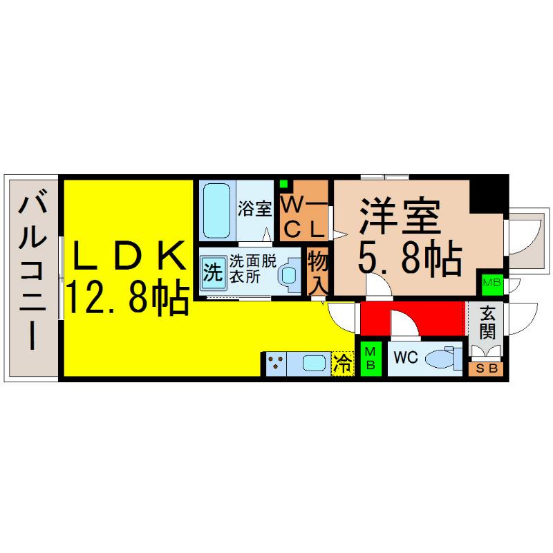 カザ モデルノ(1LDK/3階)の間取り写真