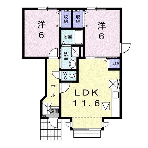 クリスタルエトワール B(2LDK/1階)の間取り写真