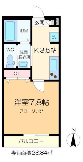 ルミナス東向島(1K/3階)の間取り写真