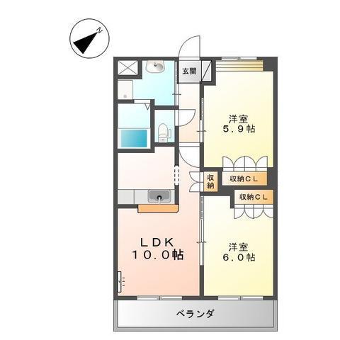 モンシェリーミューズ(2LDK/1階)の間取り写真