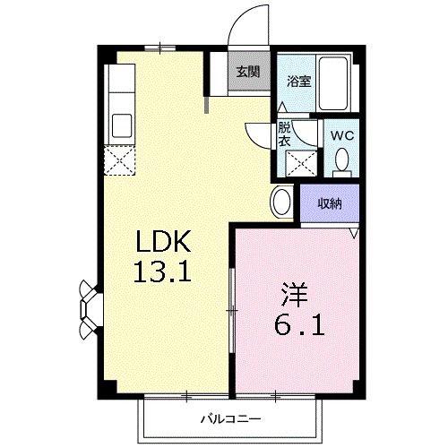 クレストB(1LDK/2階)の間取り写真