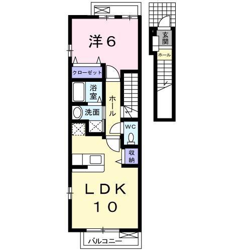 レインボ-スカイ(1LDK/2階)の間取り写真