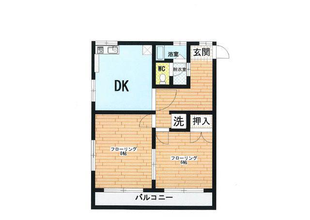 橘川ハイツ(2DK/3階)の間取り写真