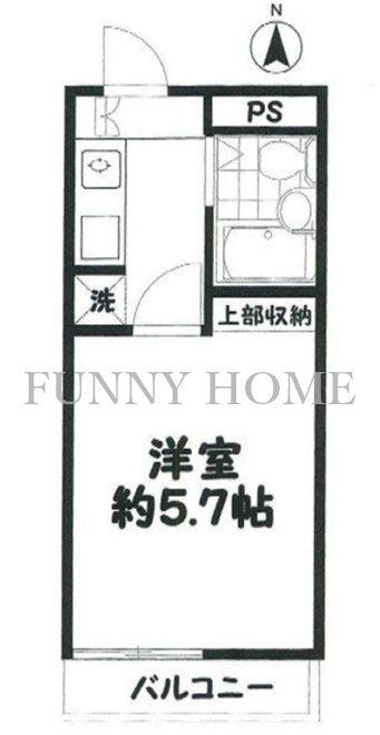 クレッセント駒場(1K/2階)の間取り写真