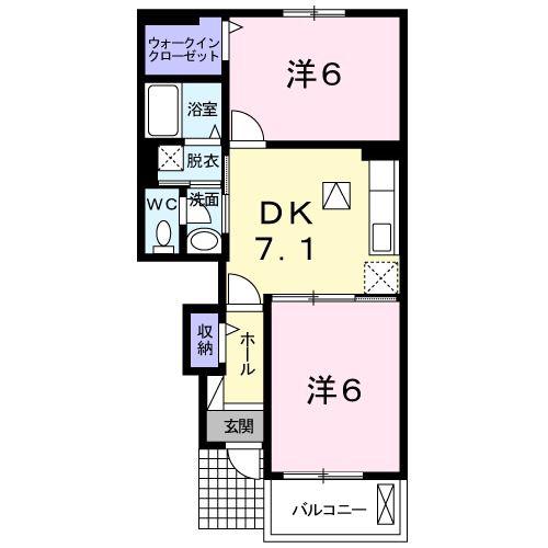 ボナール(2DK/1階)の間取り写真
