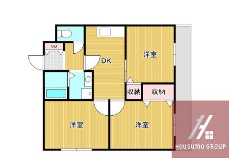 エクセルハイツ小林(3DK/3階)の間取り写真