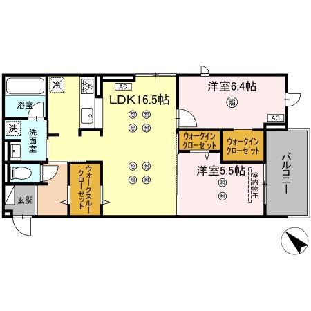 D-ROOM東雲町(2LDK/3階)の間取り写真