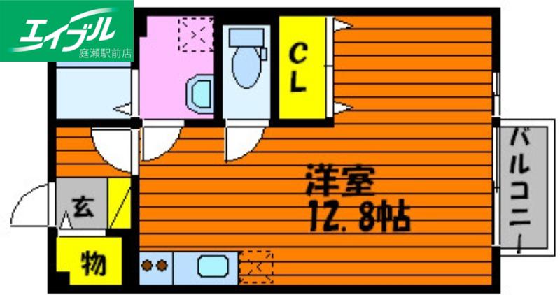 ワンズB棟(ワンルーム/1階)の間取り写真