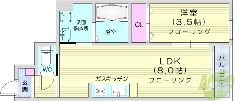 CASA DE LA PAZ(1LDK/1階)の間取り写真