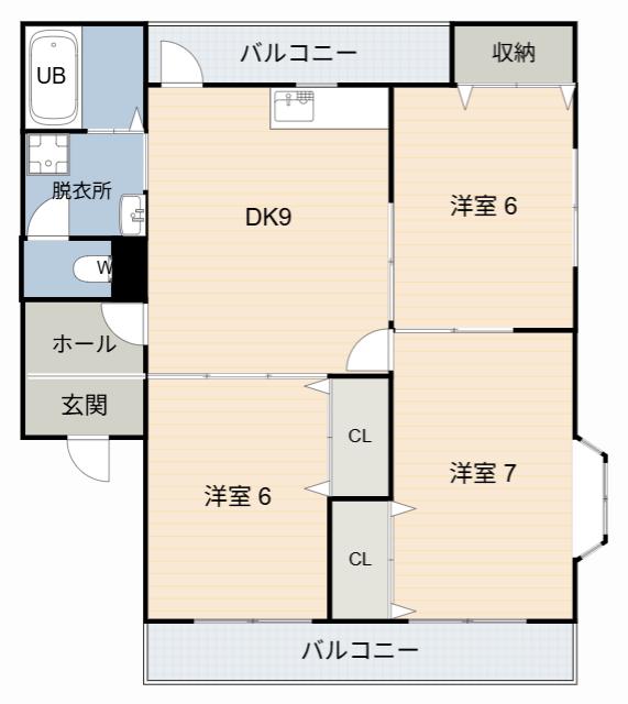 ファンタジー緑丘 B(3DK/2階)の間取り写真