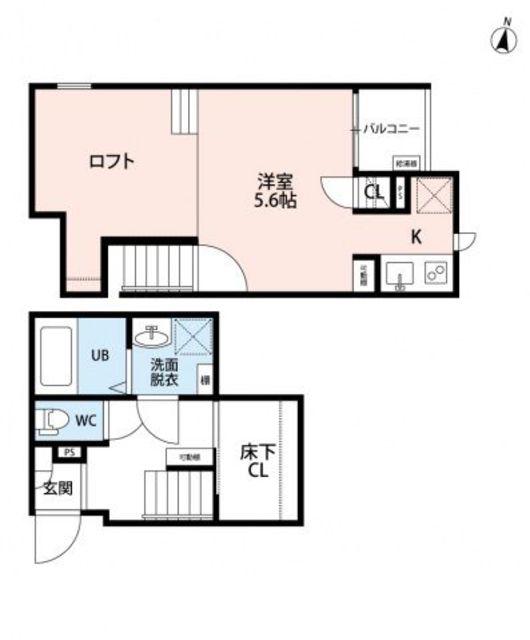 CB新宮ラシュレ(1K/2階)の間取り写真