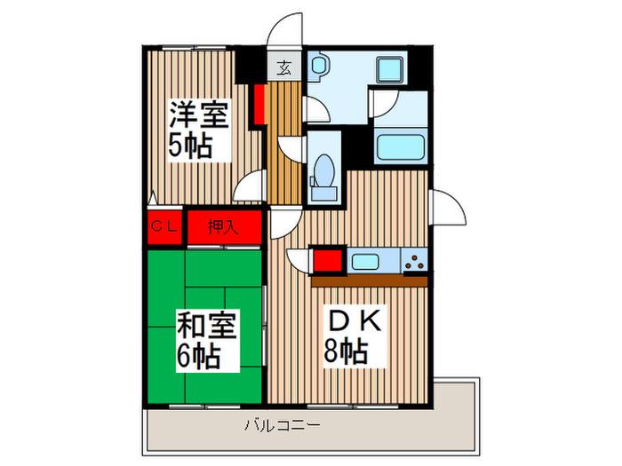 西川口パインマンションII(2DK/5階)の間取り写真
