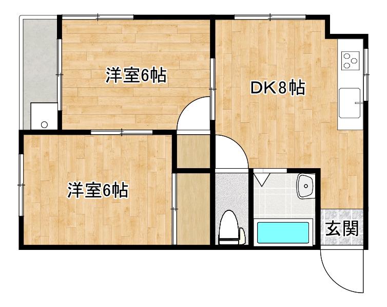 ハイツターボ2DK(2DK/2階)の間取り写真
