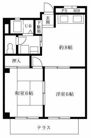 マンションハレクラニ(2LDK/3階)の間取り写真