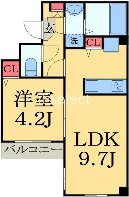 RELACHE南町(1LDK/4階)の間取り写真
