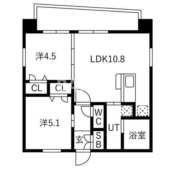 プレスタイル箱崎ステーション(2LDK/11階)の間取り写真