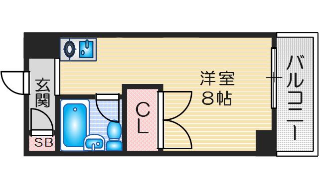 内本町シングルハイツ(ワンルーム/3階)の間取り写真