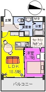 グリーン フォレスト(1LDK/6階)の間取り写真