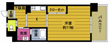 RINT5(1K/4階)の間取り写真