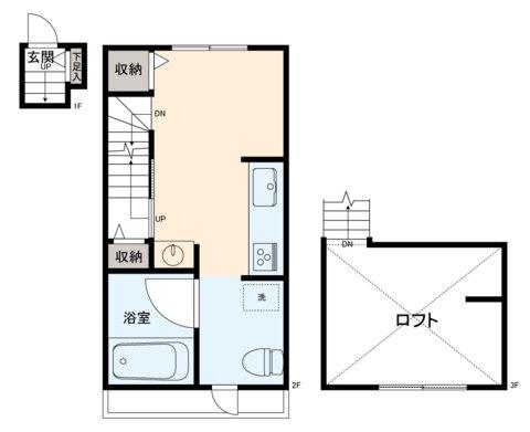 フレクション千歳烏山(ワンルーム/2階)の間取り写真
