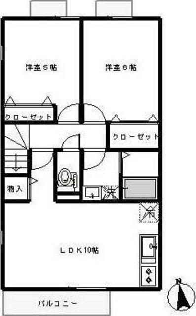 ドエルさつきB(2LDK/2階)の間取り写真