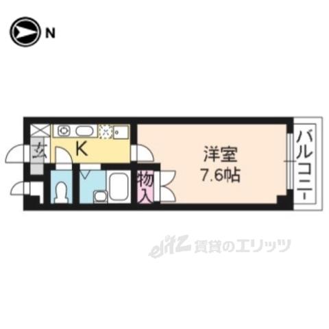 ティモネ御池(1K/3階)の間取り写真