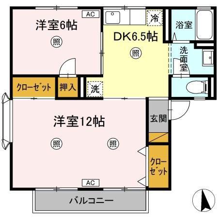 メゾン森PARTI・II(2DK/1階)の間取り写真