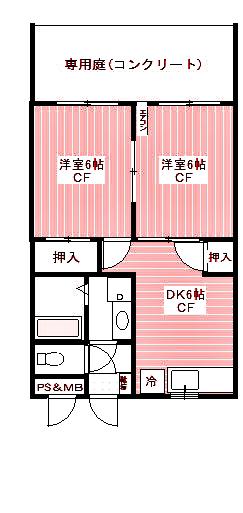 ガーデンルピナス(2DK/1階)の間取り写真