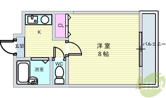 シティハイツ壱番館(1K/3階)の間取り写真