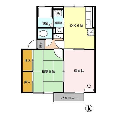 ファミール小春の里(2DK/2階)の間取り写真