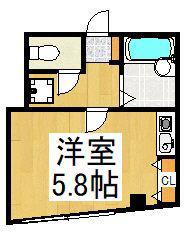 大室ビル(ワンルーム/2階)の間取り写真