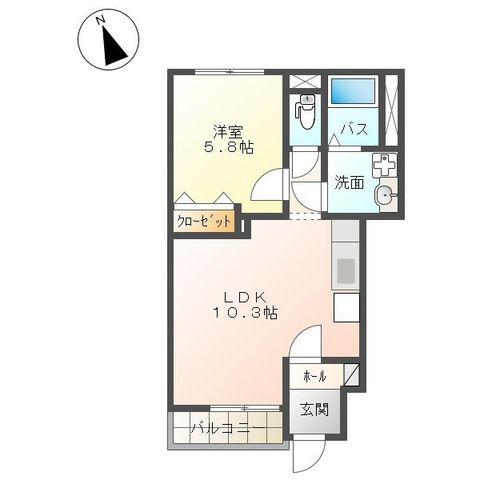 アンソレイエ(1LDK/1階)の間取り写真