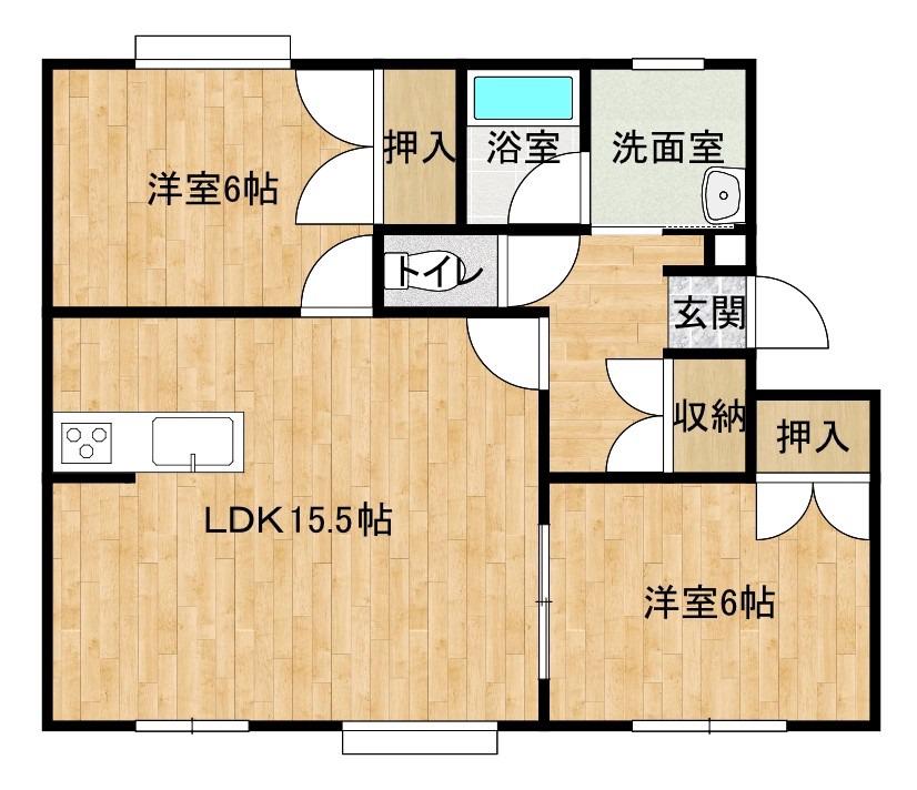 クレアトゥールウエストウィング(2LDK/2階)の間取り写真