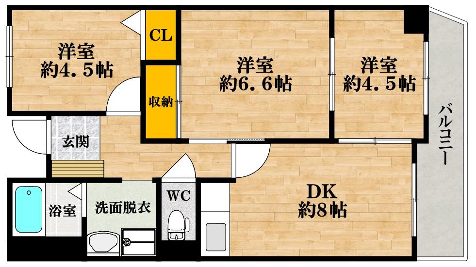 グリーンハイツ桜川(3DK/7階)の間取り写真