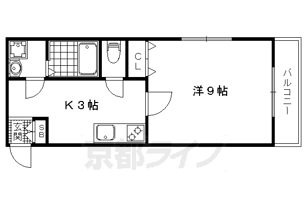 喜ど哀楽(1K/3階)の間取り写真