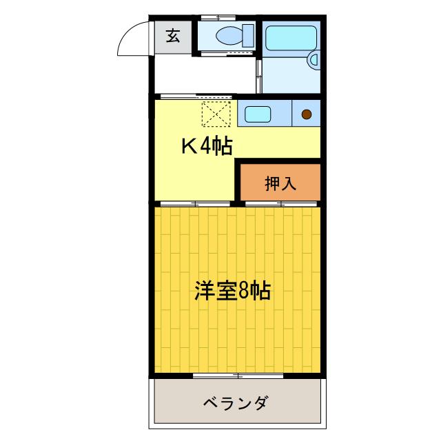 ハイツモントーネ(1K/2階)の間取り写真